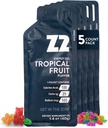 Z2 Tropical Fruit Energy Gel Performance - 25g Carb, 105mg sodu, elektrolity, przed i w trakcie treningu, zwiększa wytrzymałość na bieganie, jazda na rowerze, jazda na rowerze i uprawianie sportu - 5- Count Pack