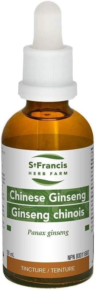 St Francis Herb Farm - Chiński Ginseng (Panax ginseng, korzeń) Certified Organic Herbal Tincture Extract - tradycyjnie stosowany w Herbal Medicine jako leczenie wspomagające promocję zdrowia