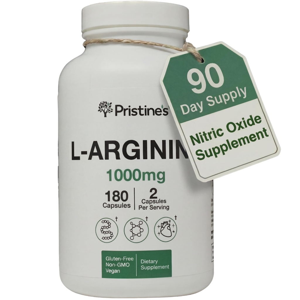 Suplementy do argininy PRISTINE 'S L dla mężczyzn i kobiet - 1000mg kapsułki 90 Day Supply Acid Tlenek azotu & Pre Workout Acid Support