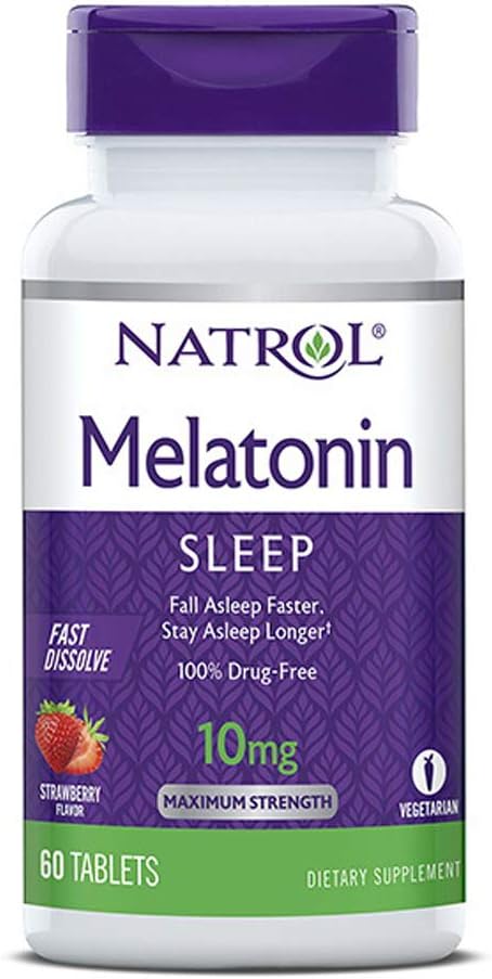 Natrol Melatonina Sen Maksymalna moc szybki rozpuścić smak truskawki 10 mg 60 tabletek (Opakowanie 2)