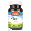 Carlson - Niacyna, 50 mg, wspomaga metabolizm cholesterolu, wytwarzanie energii, zdrowie serca, funkcje nerwowe, 300 tabletek