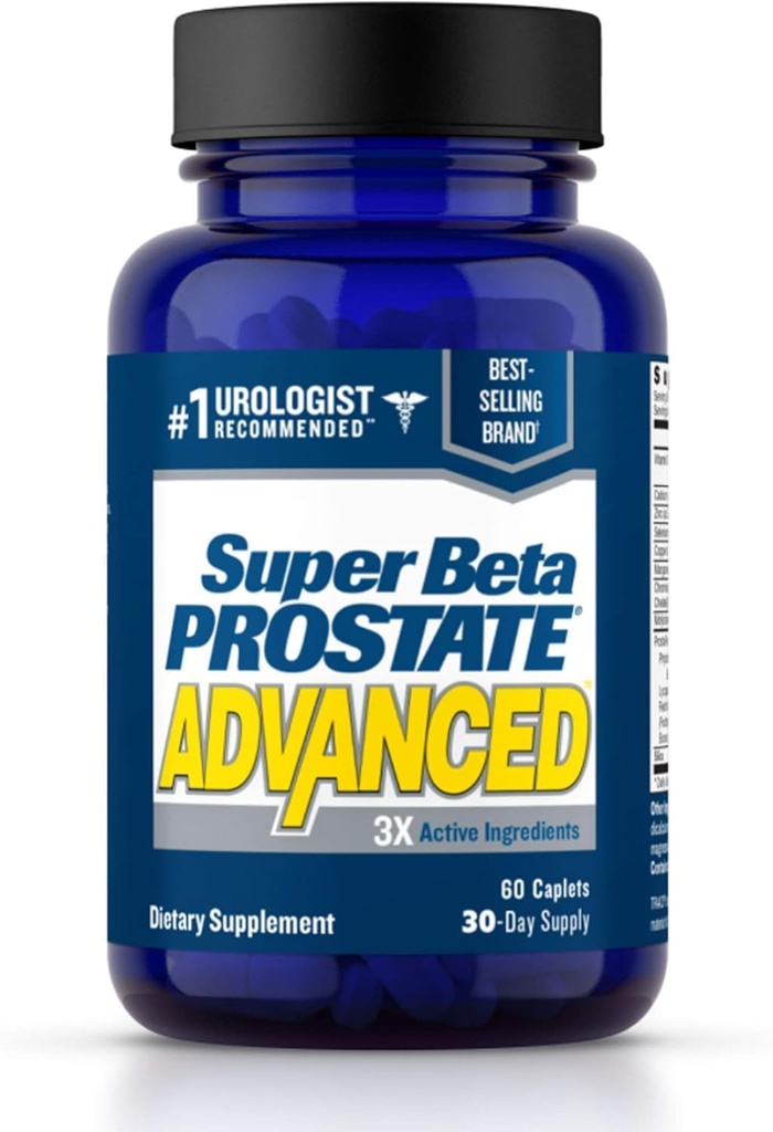 Super Beta Prostate Advanced Prostate Supplement for Men – Reduce Bathroom Trips, Promote Sleep, Support Urinary Health & Bladder Emptying. Beta Sitosterol not Saw Palmetto. (60 Caplets, 1-Bottle)