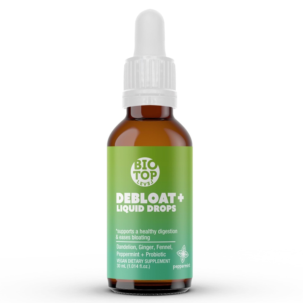 Debloat Organic Liquid Drops for Natural Gas & Bloating Relief, Supports Digestive & Gut Health with Dandelion, Ginger, Fennel, Peppermint, Sugar- Free 1.0 Fl Oz.