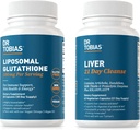 Dr Tobias Liver 21 Day Cleanse and Liposomal Glutathione - Wspiera Detox Wątroby, Funkcje immunologiczne i poziomy energii - Wegan, Non-GMO