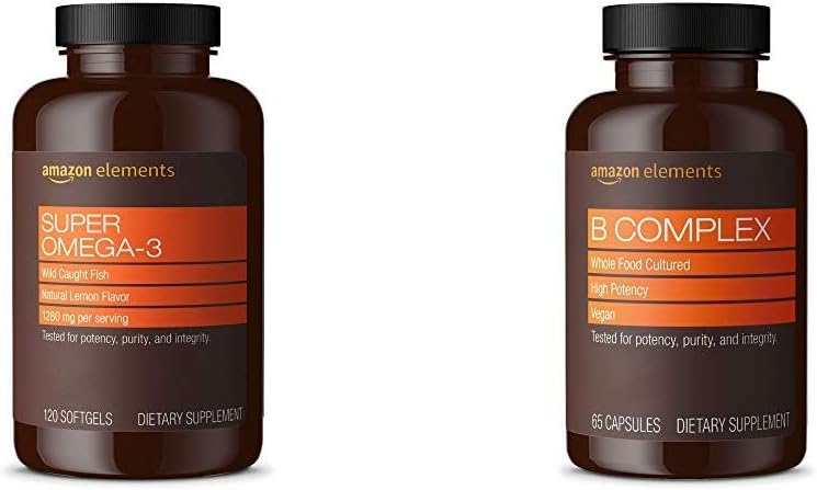 Elementy Super Omega-3 (120 Count) i Elements B Complex (65 kapsułki)
