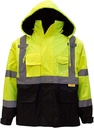 Troy Safety Men 's Ansi Klasa 3 Wysoka widoczność Safety Bomber Jacket z zamkiem, Pocket PVC, Black Bottom, Qty 1 (średnie, Lime Green)