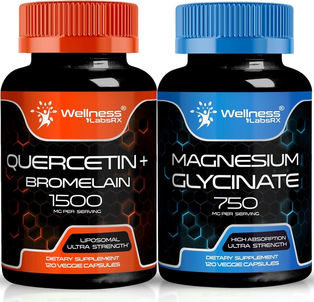 WELLNESS LABSRX Quercetin z bromelainą 124; kapsułki glicynianu magnezu