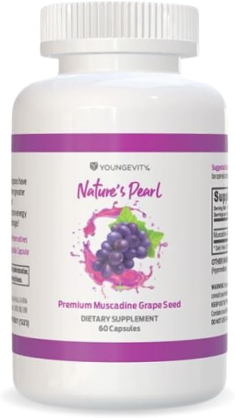 Youngevity Premium Muscadine Grape Seed - 650 mg - Nature 's Pearl Antioksydant Superfood - Bogaty w Resveratrol, Ellagic- Acid, Quercetin, Antocyandyny i więcej - 60 Sług