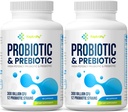 Probiotyki dla kobiet i mężczyzn, 300 Miliard CFU Probiotyki z 12 Cieśnin + Organic Prebiotyka Mieszanka dla Daily Digestive, Immune, Gut, Bloating, Gut Health for Women & Men, Półka Stabilna - 120 Kapsułki