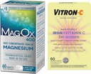 Vitron- C Wysoka moc suplement żelaza, Immunt Support 60ct i Mag- Ox 400 Magnezu suplement mineralny 60ct