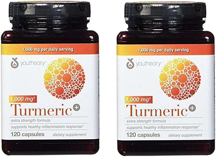 Youtheory Turmeric Extra Force Formuła kapsułki 1000 mg na dobę, 120 Hrabia (Opakowanie po 2)