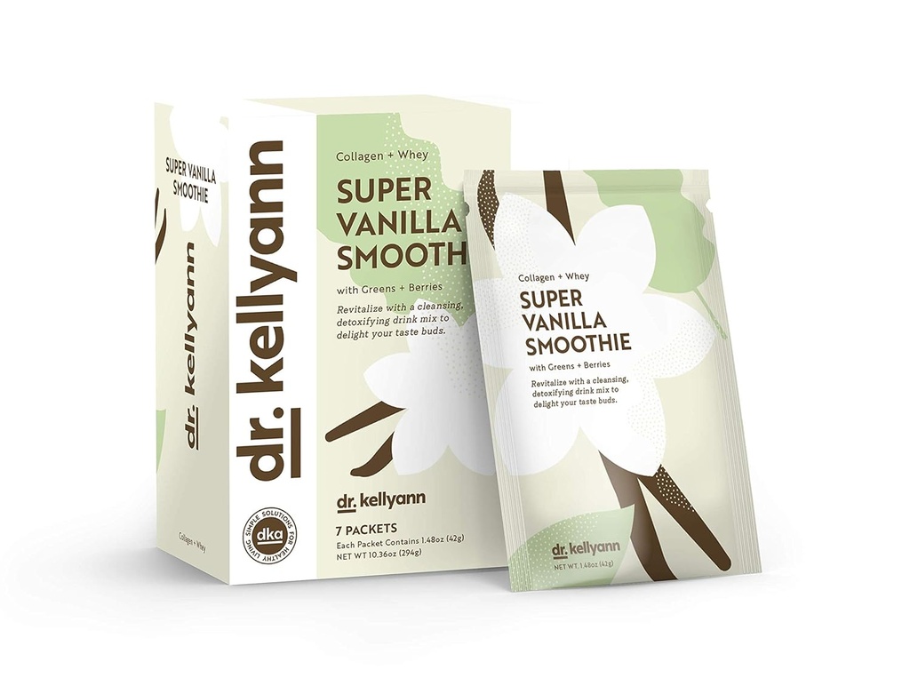 Dr Kellyann Super Vanilla Kolagen Smoothie (7 pakietów) - Protein Shake, Keto & Paleo- friendly, Wsparcie skóry & Gut, 1 Pack