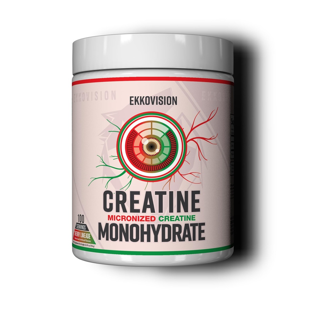 Ekkovision Kreator jednowodny proszek, Mikronizowany, Cherry Limeade, Pre Workout & Post Trening Suplement dla mężczyzn i kobiet, Wsparcie energetyczne, Łatwy do wymieszania w shakes, Smoothies & Napoje, 100 Sługi