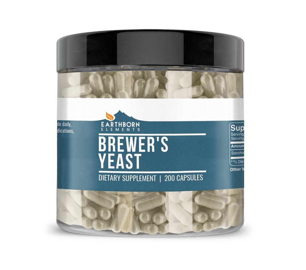 Earthborn Elements Brewer 's Yeast 200 Kapsułki, Czysty i Nierozcieńczony, Brak dodatków
