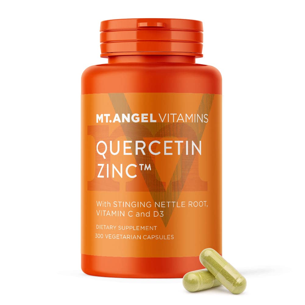 Mt. Angel Vitamin - Cynk Quercetin z suplementem Bromelain - Wsparcie immunologiczne i zdrowie układu oddechowego - Quercetin 500 mg kapsułki 124; Cynk 50 mg kapsułki 124; Witamina C kapsułki 124; Immune Booster dla dorosłych - 300ct.