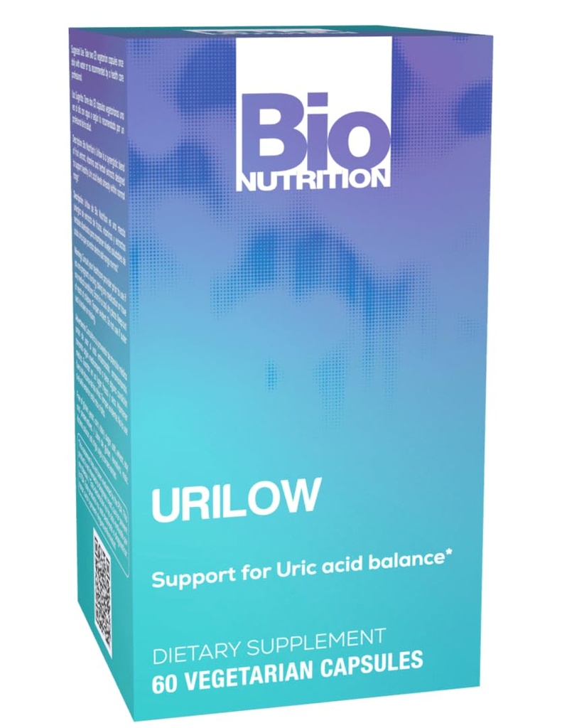 Bio Nutrition Urilow 60 Kapsułki wegetariańskie 124; Naturalne wsparcie dla zdrowia moczu 124; Promuje zdrowe równowagi kwasu moczowego