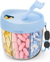 Cute Pill Dispenser z 7 Duże Komory, Przenośny Pill Butelka Organizator z szerokim otwarciem dla łatwego użytkowania, Anti-Mix Pill Organizator do podróży, BPA- Bezpłatny Pill Container, Niebieski