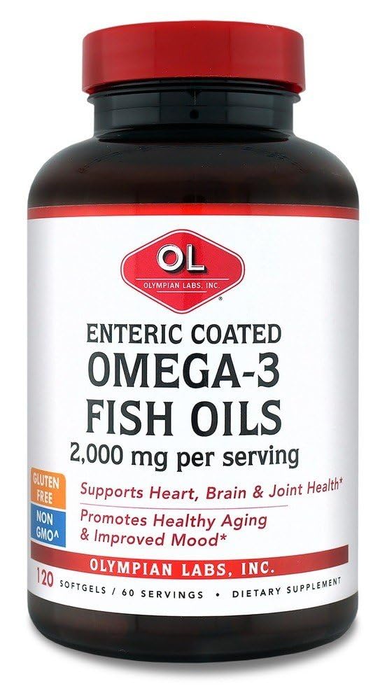 Olympian Labs Enteric Coated Omega 3 Fish Oils, 2000 mg na porcję / 60 porcji, 120 Softgels