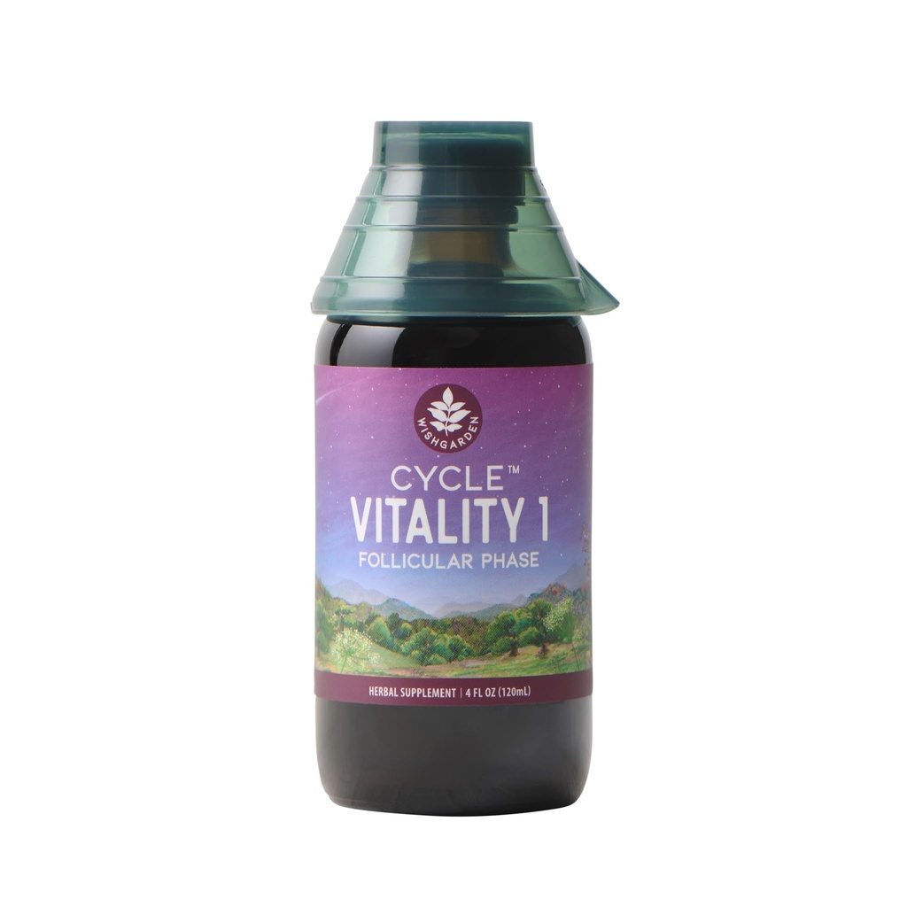 WishGarden Herbs Cycle Vitality I Faza grudkowa - Plant- Based Herbal Supplement w / Vitex & Black Cohosh, Wspiera optymalne poziomy estrogenów i zachęca do zdrowego cyklu menstruacyjnego i funkcji wątroby, 4oz