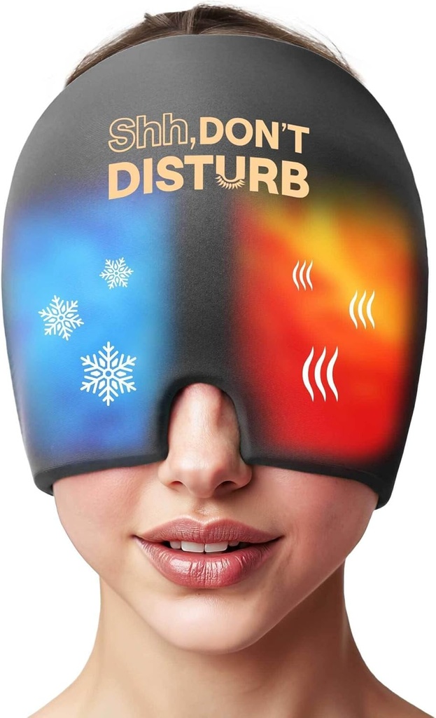 Migrena Relief Cold Cap - wielokrotnego użytku żel Ice Pack Head Wrap na bóle głowy, podpuchnięte oczy, ciśnienie zatokowe, kac - 360 ° kompresja Migrena Hat dla kobiet i mężczyzn - Kap chłodzący dla naprężeń i odprężenia