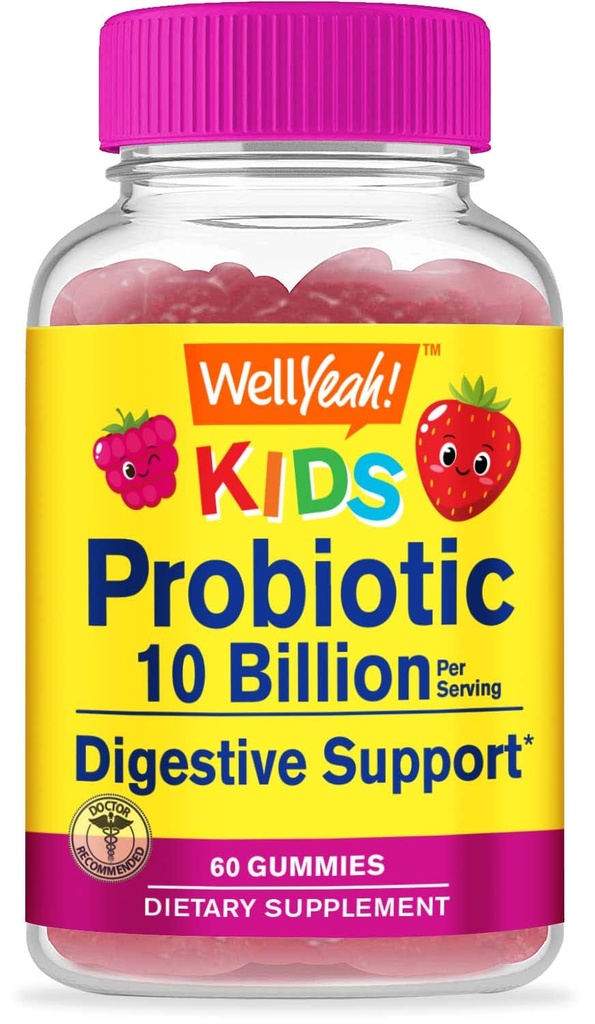 WellYeah Probiotyka dla dzieci Gummies -10 Miliard CFU - dla Gut Health, Immune Health and Digestive Supplement - Berry Flavor Chewable Supplement - Wegan, Nie GMO, Gluten Free Kids Probiotic -60 Gummies
