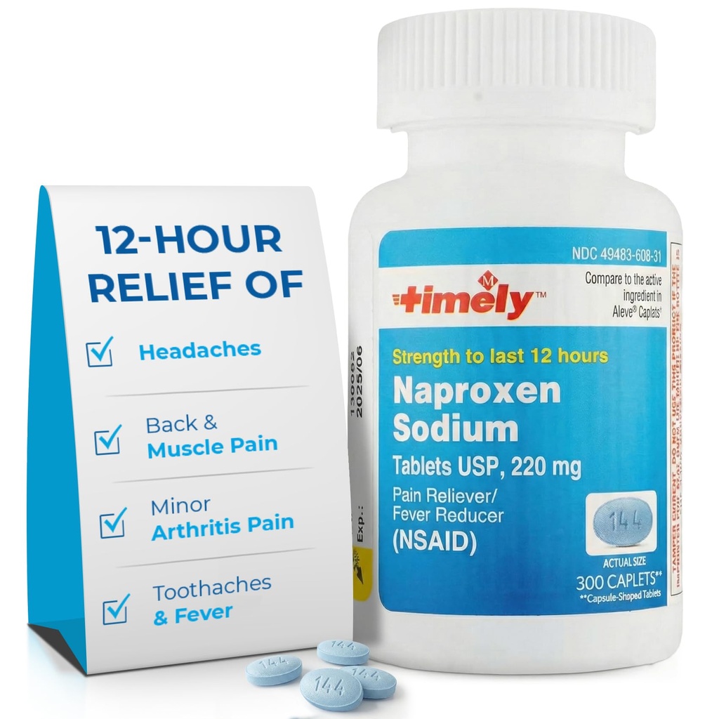 LABS TYME- CAP, INC. Terminowo Naproxen Sodu 220mg - NSAID Pain Reliever for Headache, Tooth Ache, Mniejsze zapalenie stawów Relief Pain, Backache, Gorączka - Last 12 Hours - 300 Count