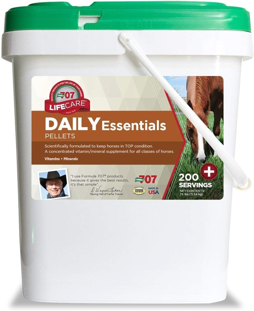 Formuła 707 Daily Essentials Equine Supplement, 25lb Bucket - Kompletne witaminy i minerały dla Superior Health and Condition in Horses