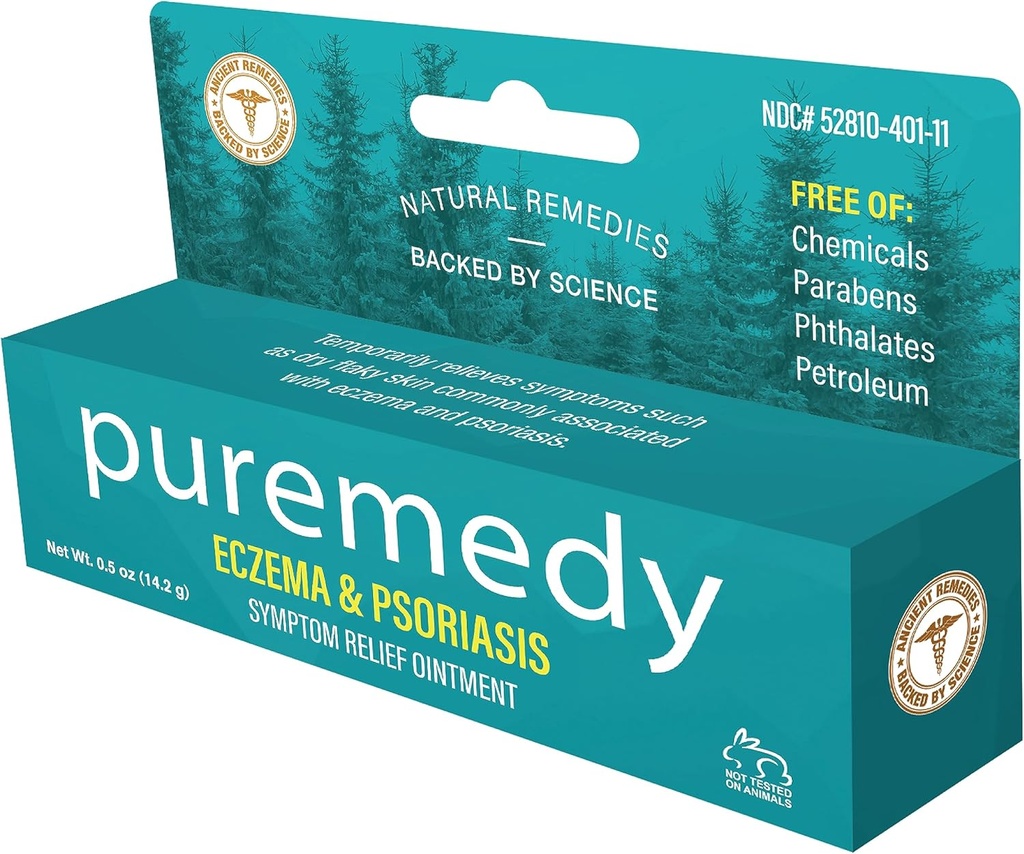Puremedy Eczema & Łuszczyca Ulga Maść Homeopatyczna All Natural Salve łagodzi i łagodzi objawy suchego łuszczącego się swędzenia lub Weepy Skóra - 0.5 oz