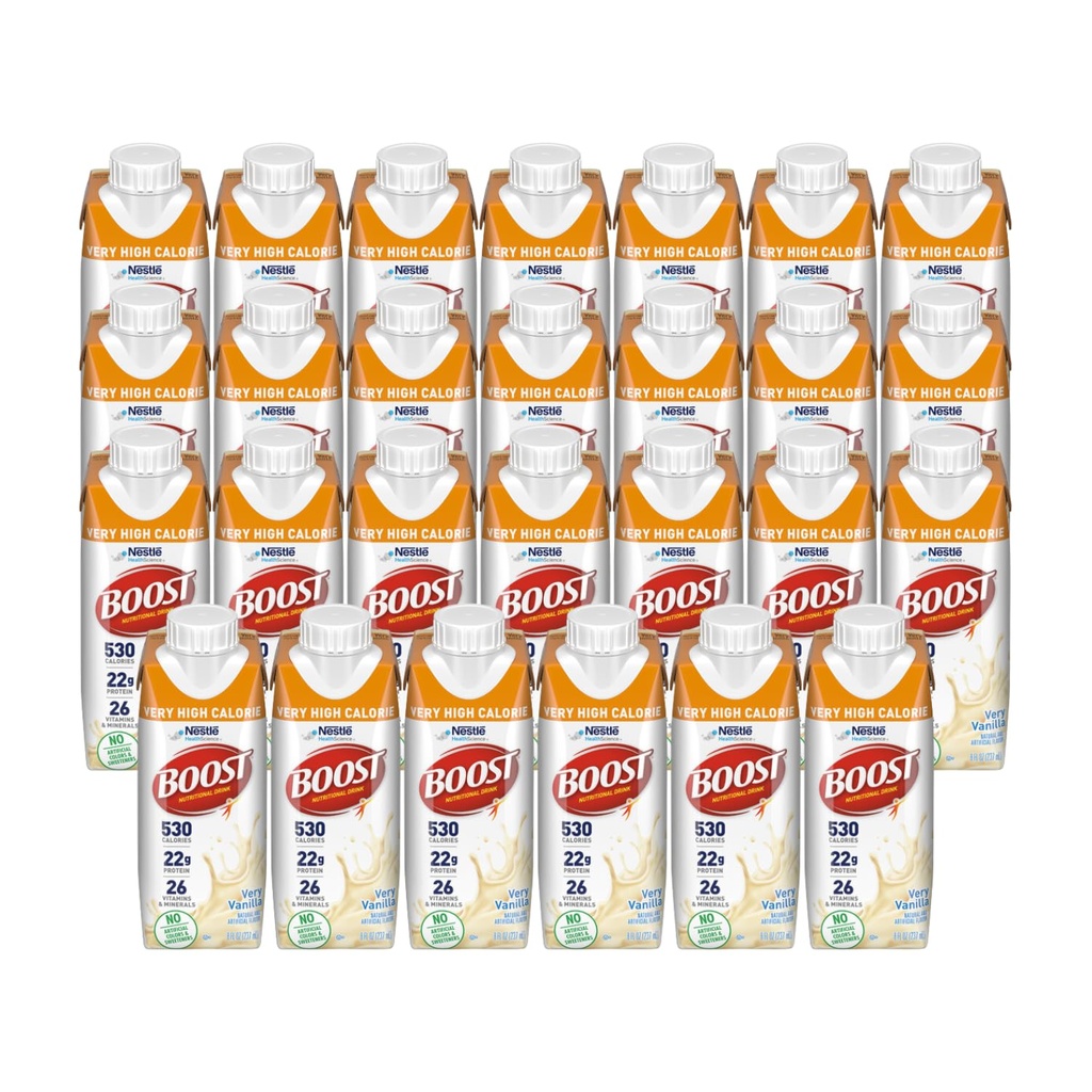 Wzmacniacz bardzo wysoki Calorie Drink odżywczy, Bardzo wanilia - Brak sztucznych kolorów lub słodzików - 8 FL OZ (Opakowanie po 27)