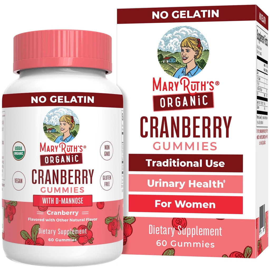 MaryRuth Organics Organic Cranberry Gummies - 500mg Supplement APLICATION 124; Urynary Tract Health for Women APLICATION 124; with D Mannose APLICAL 124; Tradycyjne stosowanie APLICATION 124; USDA Organic APLICAN 124; Vegan APLICAN 124; Non GMO APLICATION 124; 30 Servings