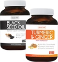 Paleta oleju Turmeric & Ginger & Black Seed - Golden Harmony Blend - Turmeric & Ginger z 95% Curcuminoids & Bioperine (90 Kapsułki) & Black Seed Oil (Non-GMO) 100% Cold- Presset Cmin Seed Oil