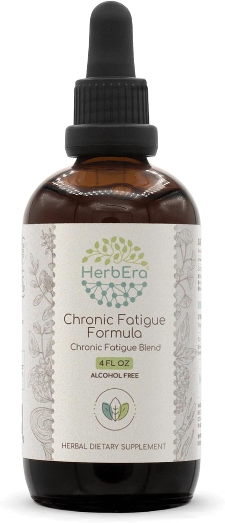 HerbEra Chronic Fatigue Formula B120 Alcohol- Free Extract Tincture: Siberian Ginseng Root, Ashwagandha Root, Licorice Root, Ginkgo Biloba Leaf, Reishi Mushroom. Przewlekłe zmęczenie Mieszanka 4 Fl Oz