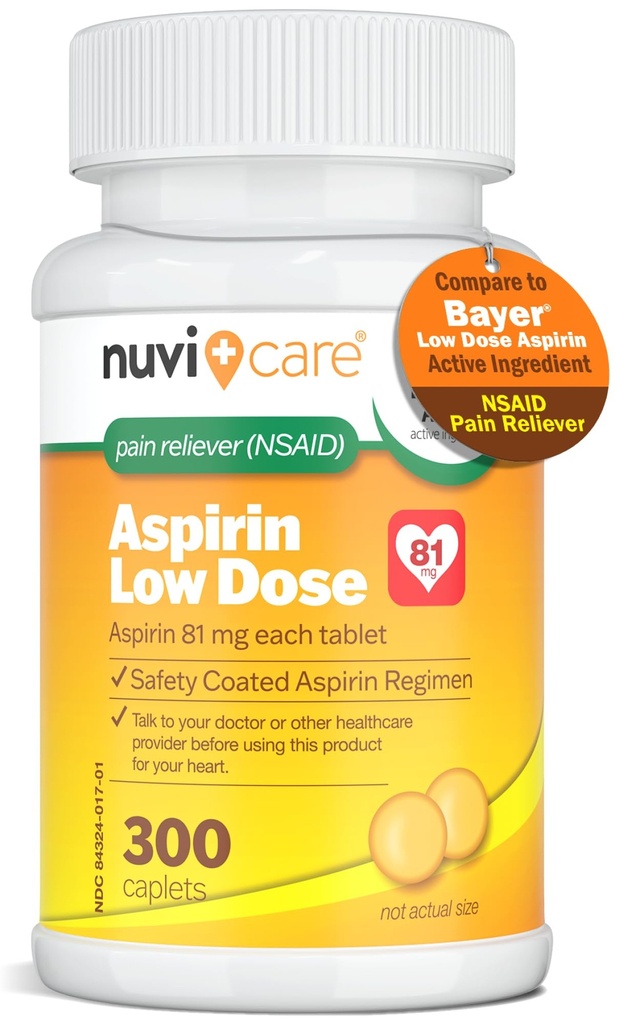 Aspiryna w małej dawce 81mg dla dorosłych Kapsułki powlekane - Porównaj z aktywnym składnikiem w małej dawce Bayer Aspiryna dla dorosłych - Bezpieczeństwo (300 Liczba)
