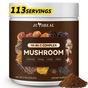 10- in-1 Proszek z grzybów, Kompleks z grzybów - Lions Mane, Reishi, Shiitake, Chaga, Ogon z indyka, Cordyceps, Maitake & More, Proszek z Mushroom Supplement for Energy, Pamięć, Focus & Wsparcie immunologiczne 8oz