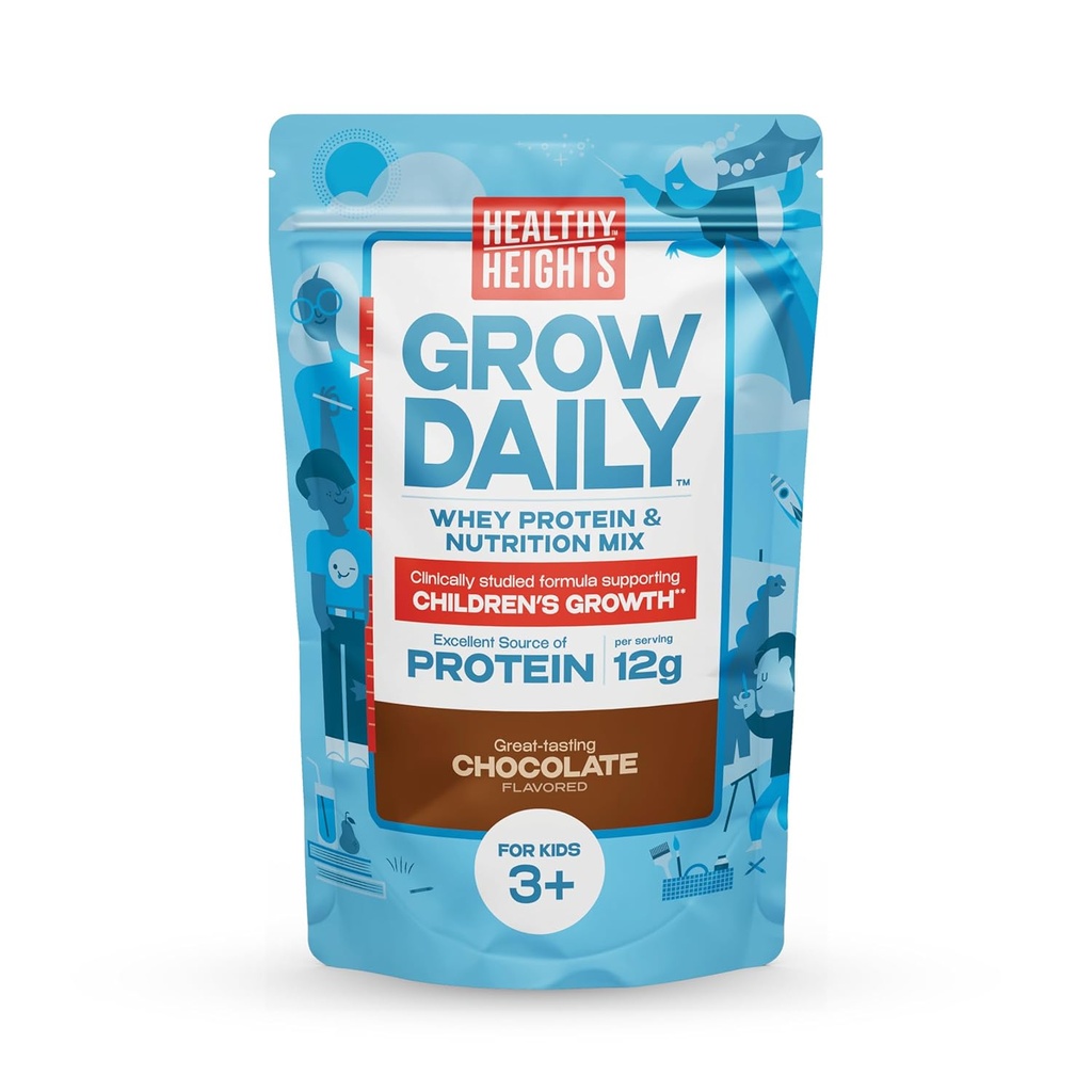 Healthy Heights Grow Daily Kids Drink Mix (Czekolada) - Wysokie proteiny Shake dla dzieci 3 +