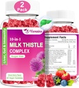 Milk Thistle Gummies, 10 in 1 Herbal Formula for Liver Cleanse Detox Repair with Dandelion Root, Turmeric, Artichoke Optimal Liver Function and Digestive Health Mixed Berry Flavor
