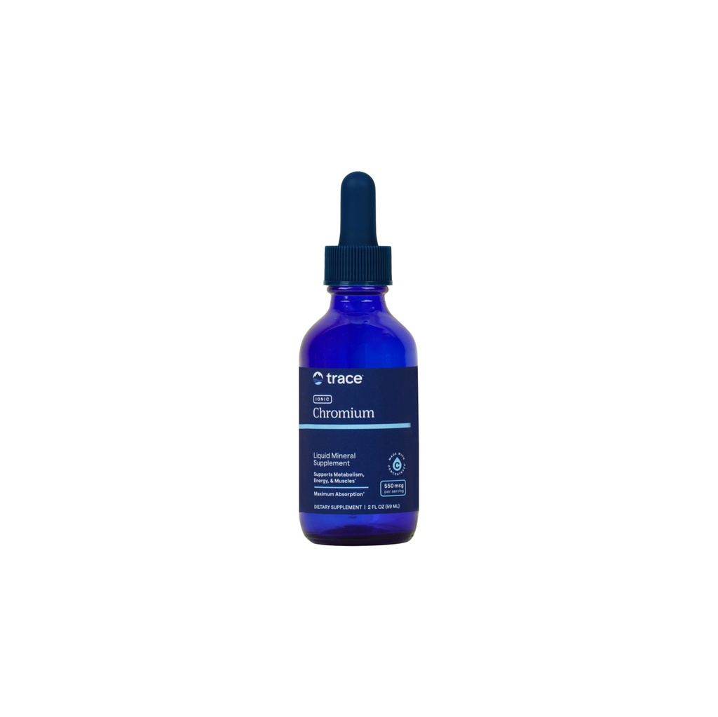 Ślad minerałów jonowy chrom 550 mcg - Suplement diety do wspierania energii i wzrostu mięśni - Suplement kropli cieczy z magnezem, chromem, chlorkiem i więcej - 2 fl oz (O 48 Sługi)