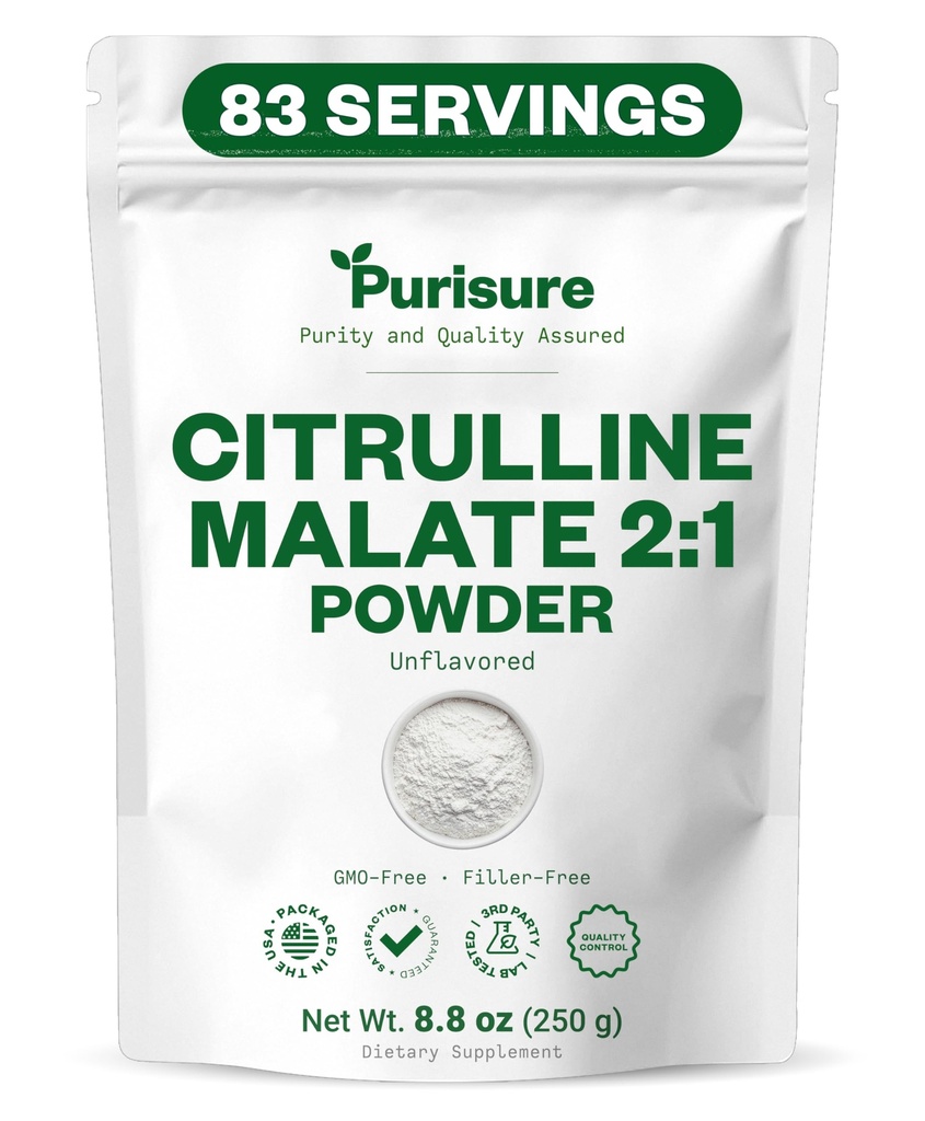 Wypoczynek L- Citrulline Proszek 250g, Premium Citrulline 2: 1 Suplement jabłkowy do wydajności i energii, Wstępny trening Citrulline Proszek jabłkowy - Wzmocnienie pomp mięśniowych i odzysku - 83 Sługi
