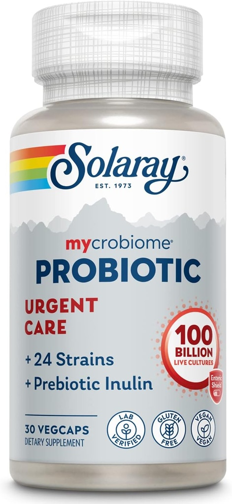 SOLARAY Mycrobiome Probiotic Pilny opieki 124; Spreparowane do wsparcia zdrowej trawienia, funkcji immunologicznej & Więcej 124; 100 Miliard CFU 124; 30 VegCaps