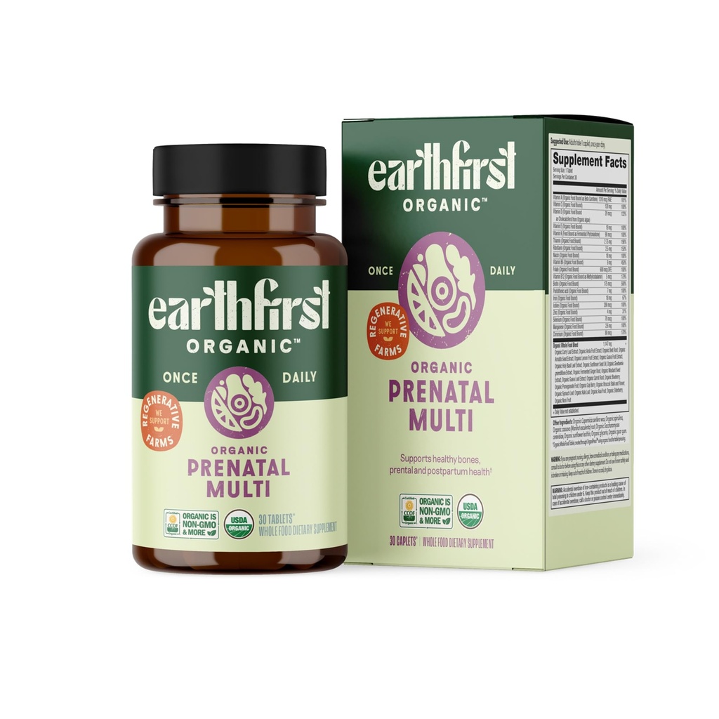 Prenatal Raz dziennie Multivitamin dla kobiet na poczęcie, Ciąża, Poppartum & Karmienie piersią, Folate, Żelazo i Organic Whole Food Milend, Wegan, 30 Hrabia