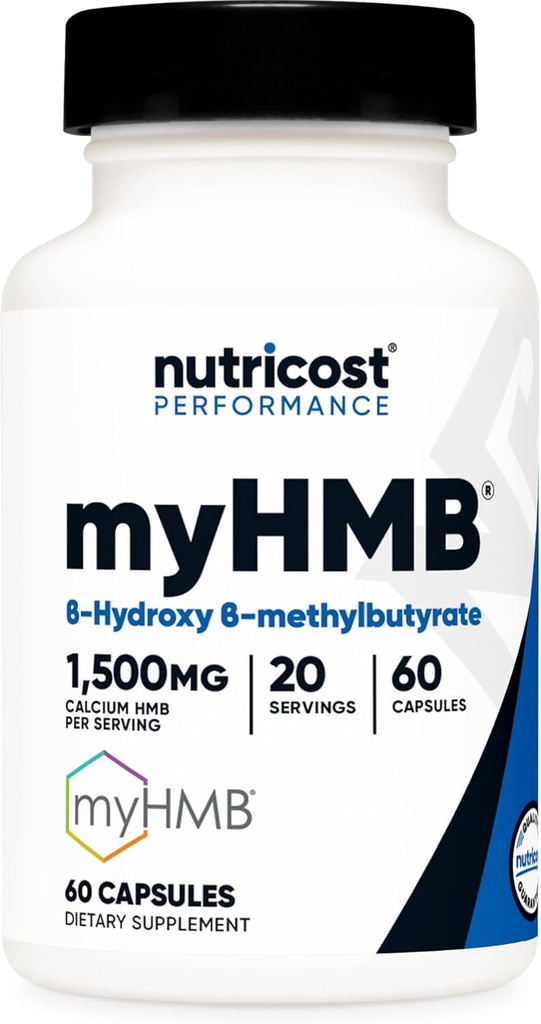 Nutricost myHMB Kapsułki 1,500MG Wapnia HMB Na Podawanie, 60 Kapsułki, 20 Słupki - Performance Line, Wapnia B- Hydroxy B- Metylomaślan Monowodny