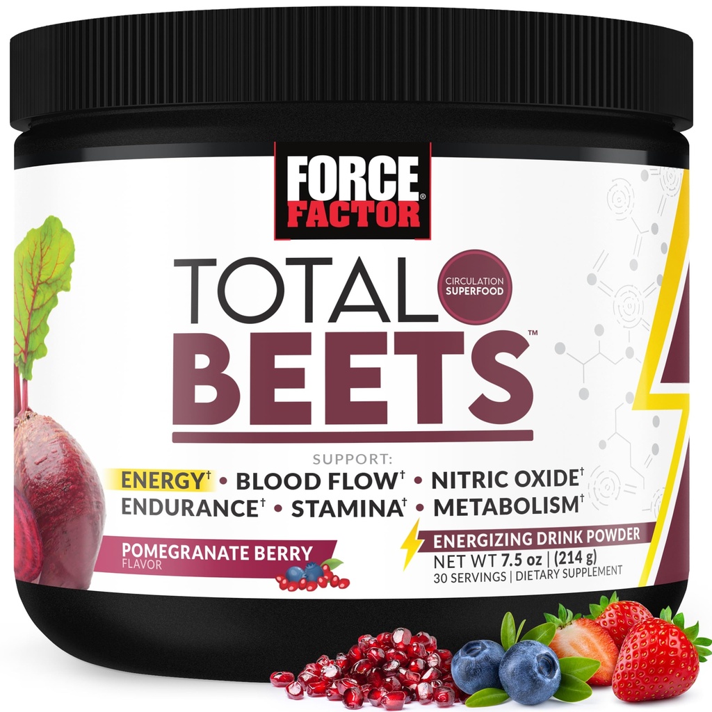 Czynnik siły Total Beets Energy Drink Mix, Superfood Buet Root Powder z azotanów do zwiększenia energii i obiegu wsparcia, Przepływ krwi, Tlenek azotu i Stamina, Suplement do zdrowia serca, 30 Służenia