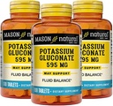 Mason Naturalny Glukonian potasu 595 mg, 300 Day Supply, 100 Tabletki (Opakowanie po 3)