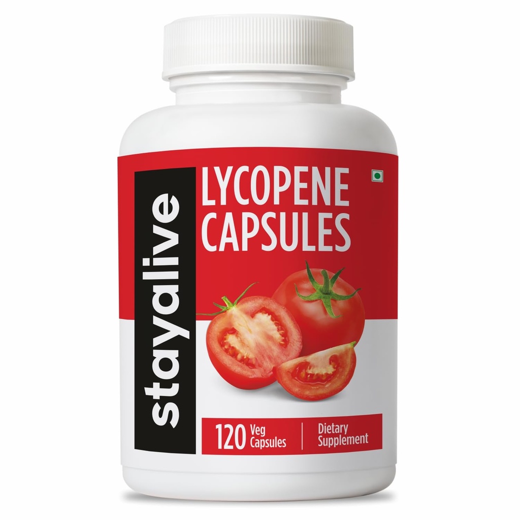 STAY ALIVE Likopen Suplement dla mężczyzn 60 mg, Natural Tomato Extract Proszek, 120 Kapsułki z 4 Miesiące dostaw, 100% Veg Lycopene Complex, Non-GMO i Gluten Free Carotenoid Suplement