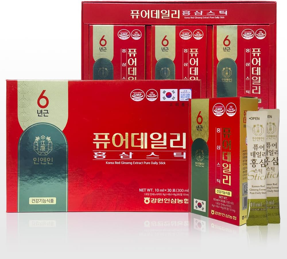Korea Red Ginseng Extract Pure Daily Stick Hong Sam, Natural Energy Booster dla mężczyzn i kobiet wsparcia immunologicznego, Zmęczenie Odzyskiwanie - 30 Sticks