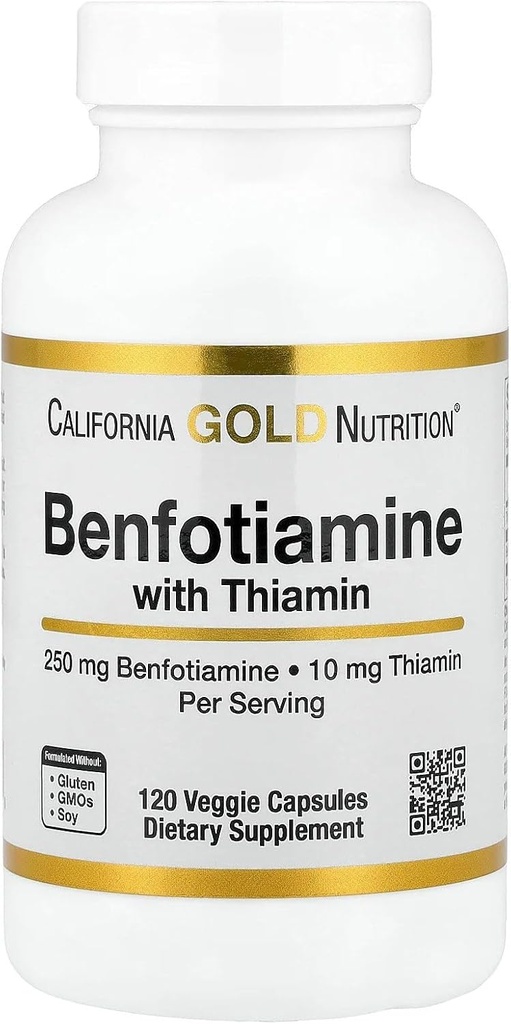 California Gold Nutrition Benfotiamina z tiaminą, 250 mg, 120 Kapsułek wegetariańskich