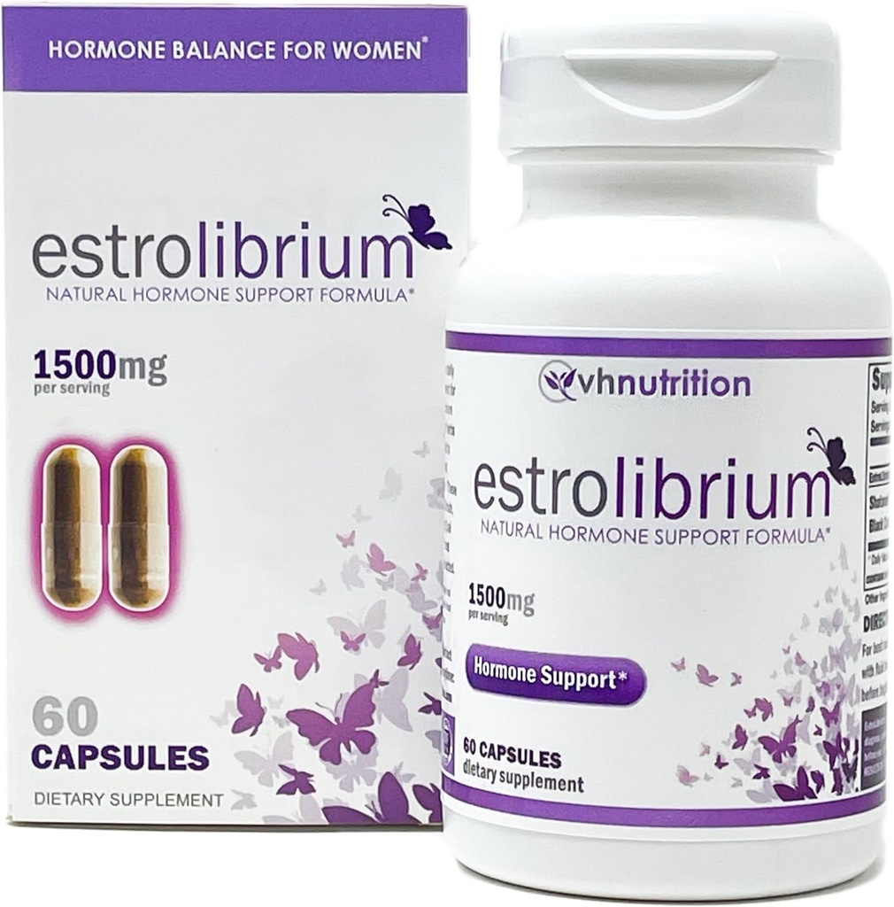 VH Nutrition ESTROLIBRIUM VTROLIBRIUM 124; Hormon Balance for Women * XI124; Menopauza Supplement Supplement * XI124; Black Cohosh, Shatavari, Chaste Tree Berry (Vitex), Dong Quai XI124; 60 Kapsułki w Easy to Swallow Pills
