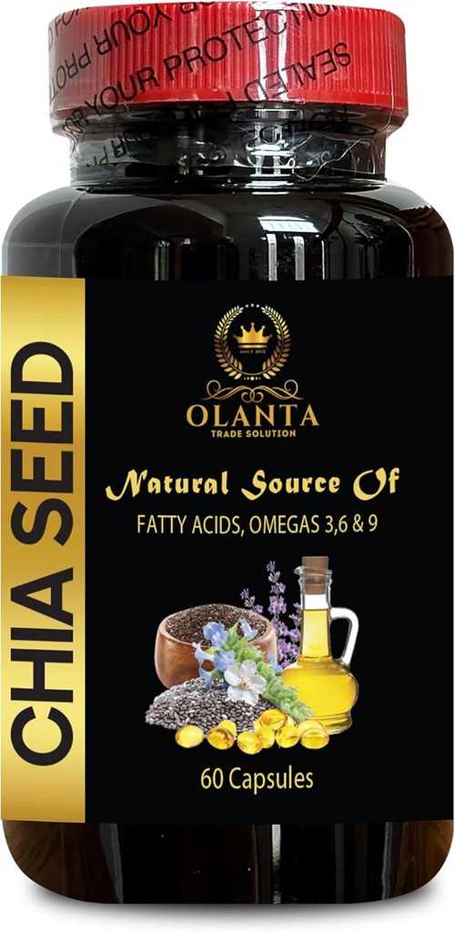 Chia Seed Advanced - CHIA Seed - Digestive Fiber, Organic chia Seed Oil Kapsułki, roślin Omega 3 6 9 Suplement, Non-GMO, Gluten Free, Keto Diet - 1 Butelka 60 Softgels