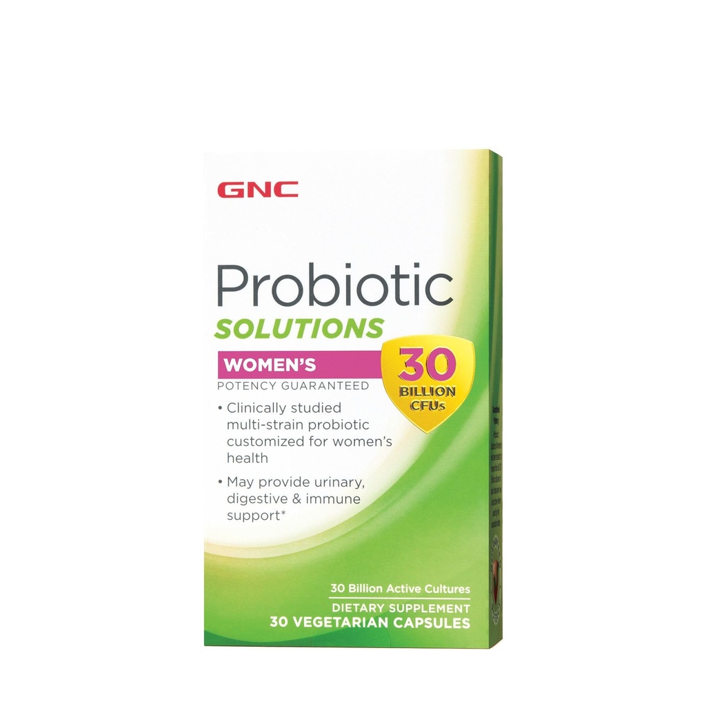 GNC Probiotic Solutions Kobiety z 30 Miliard CFU, Klinicznie badane wielorakie struny dla kobiet, Pomaga Digestive i immunologicznego zdrowia, Wegetarianin, 30 Kapsułki