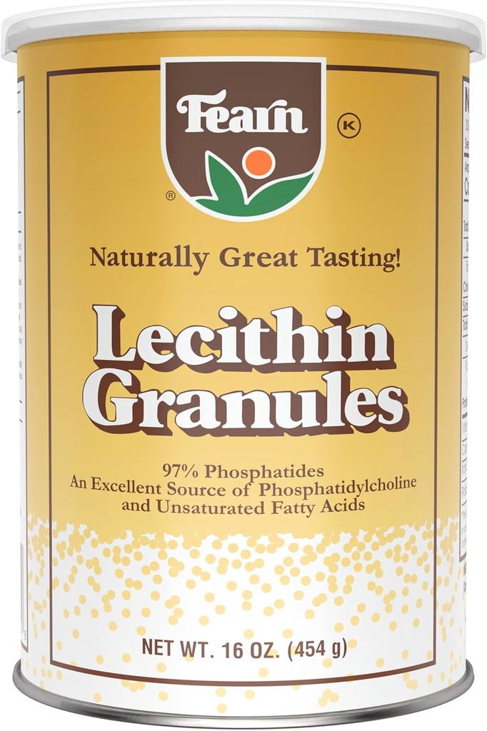 Fearn Natural Foods Lecithin Granule Soi - Tłuszcz Emulsyfikator z podstawowych składników odżywczych dla zdrowia, Poprawa tekstury ciast, pieczywa i gumek DIY, 16 Oz